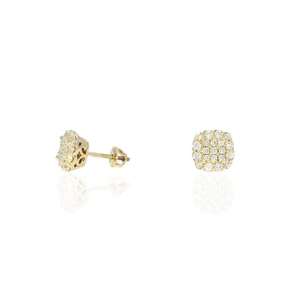 0.71Ct Real Diamond 14k Yellow Gold Screw Back Stud Earrings 8.5mm