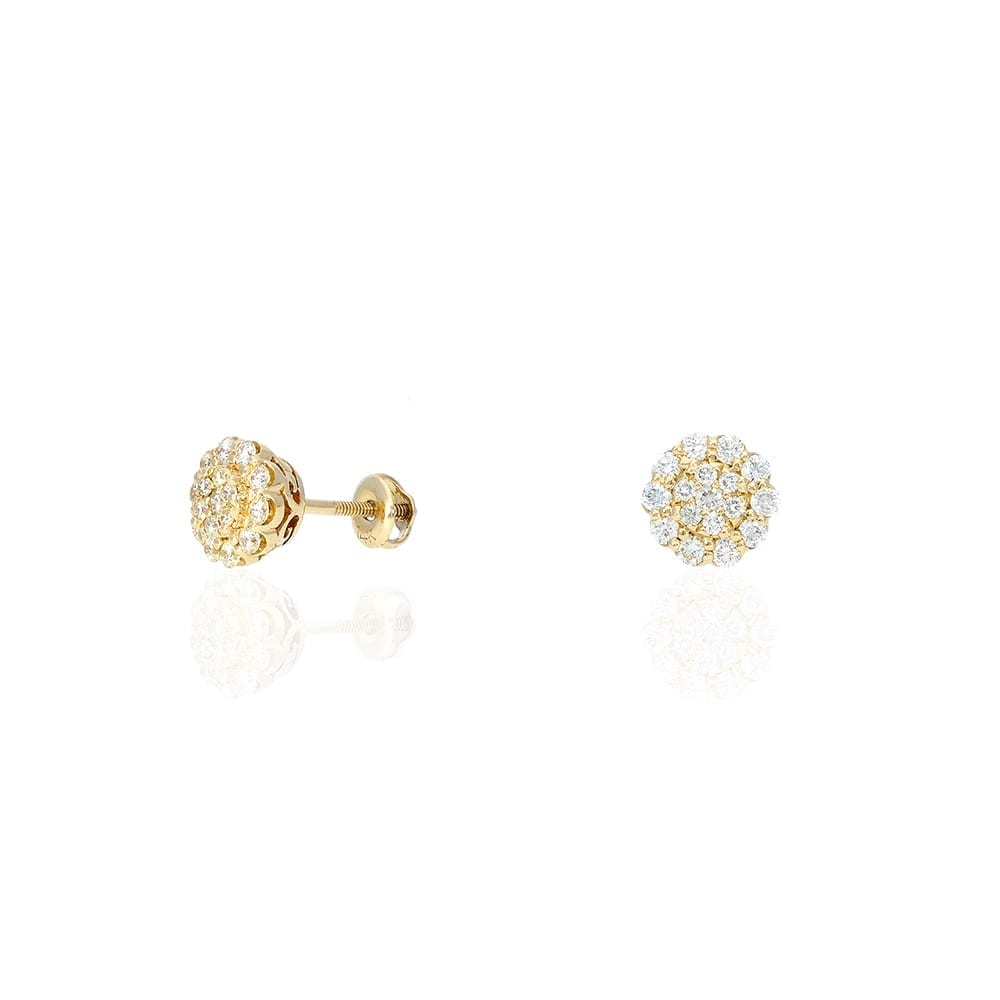 0.68Ct Real Diamond 14k Yellow Gold Screw Back Stud Earrings 8mm
