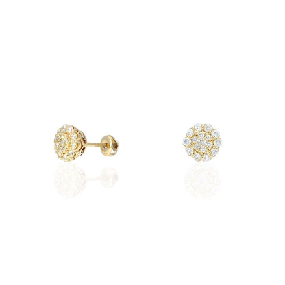 0.68Ct Real Diamond 14k Yellow Gold Screw Back Stud Earrings 8mm
