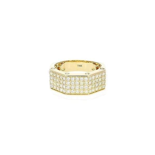 2.26Ct Real Diamond Pave 14k Real Gold Yellow Men's Ring