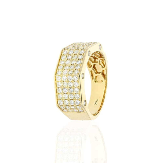 2.26Ct Real Diamond Pave 14k Real Gold Yellow Men's Ring