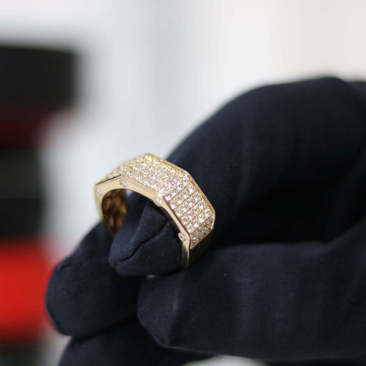 2.26Ct Real Diamond Pave 14k Real Gold Yellow Men's Ring