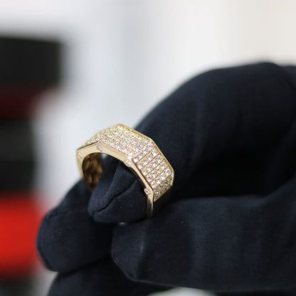 2.26Ct Real Diamond Pave 14k Real Gold Yellow Men's Ring