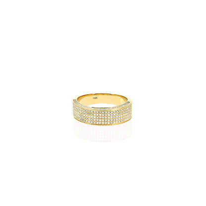 1.15Ct Real Diamond Pave 14k Gold Yellow Men's Ring