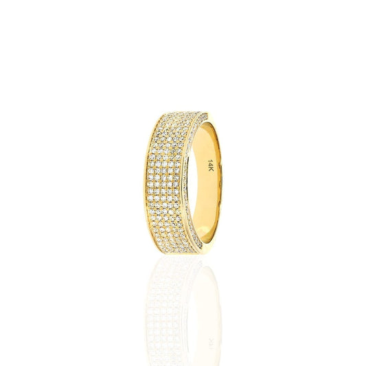 1.15Ct Real Diamond Pave 14k Gold Yellow Men's Ring