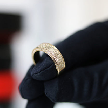1.15Ct Real Diamond Pave 14k Gold Yellow Men's Ring