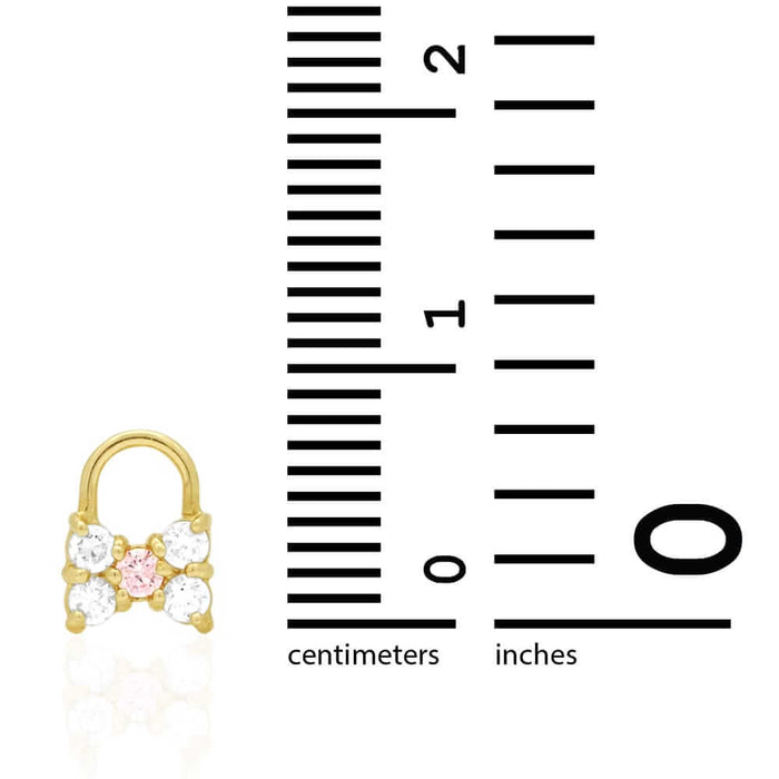 14k Yellow Gold CZ Gemstone Bow Tie Stud Screw Back Earrings 7mm
