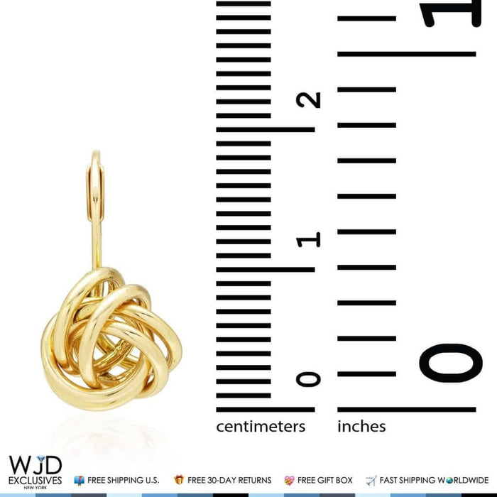 14K Yellow Gold White Gold Love Knot Lever Back Earrings 10mm