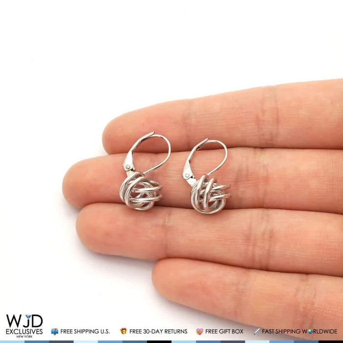 14K Yellow Gold White Gold Love Knot Lever Back Earrings 10mm