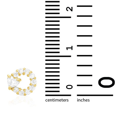 14k Yellow Gold Ruby Pink Tourmaline Heart & Zircon Circle Screwback Stud