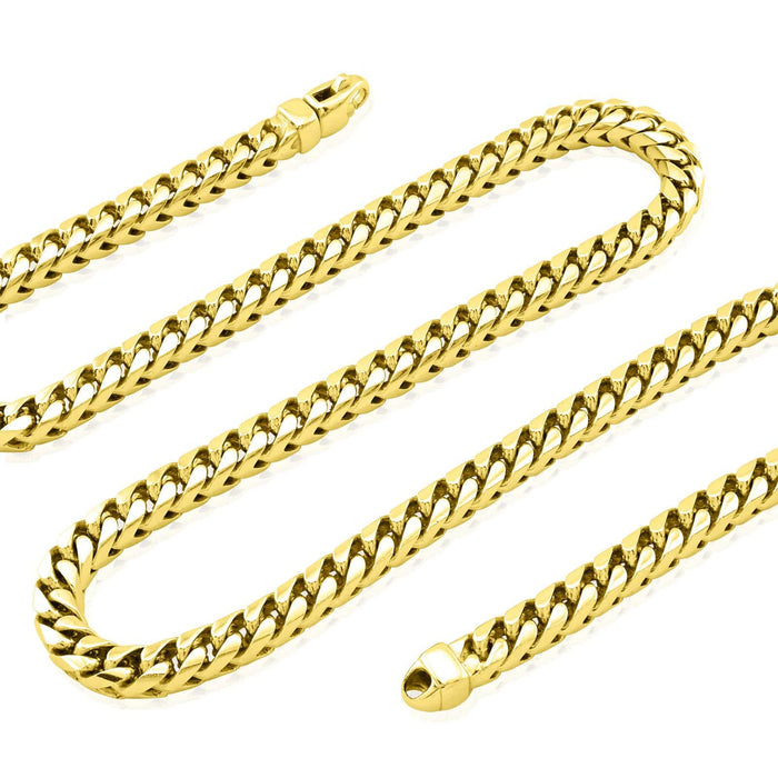 14K Yellow White Gold 8mm Franco Chain (Solid Links) 30"