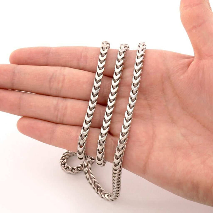 14K White Gold 4.5mm Franco Chain (Solid Links) 36" 120g HEAVY