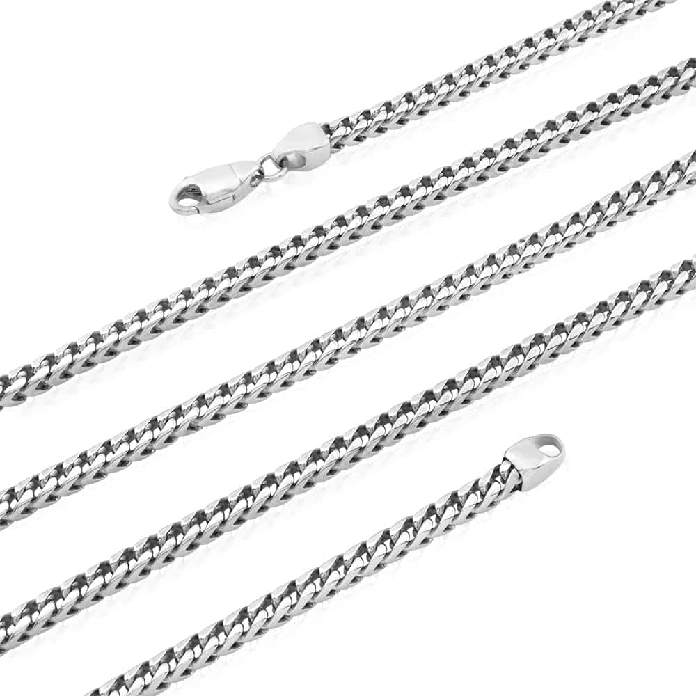 Solid 14k White Gold 4.5mm Franco  Chain Necklace 120gr 36" HEAVY