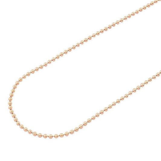 Solid 14k Rose Gold 2mm Ball Beaded Dog Tag Chain Necklace 20" 22" 24" 26" 28"