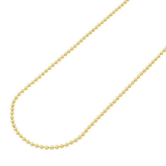 14K Yellow Gold 2mm Ball Beaded Chain (Hollow) 20"-28"