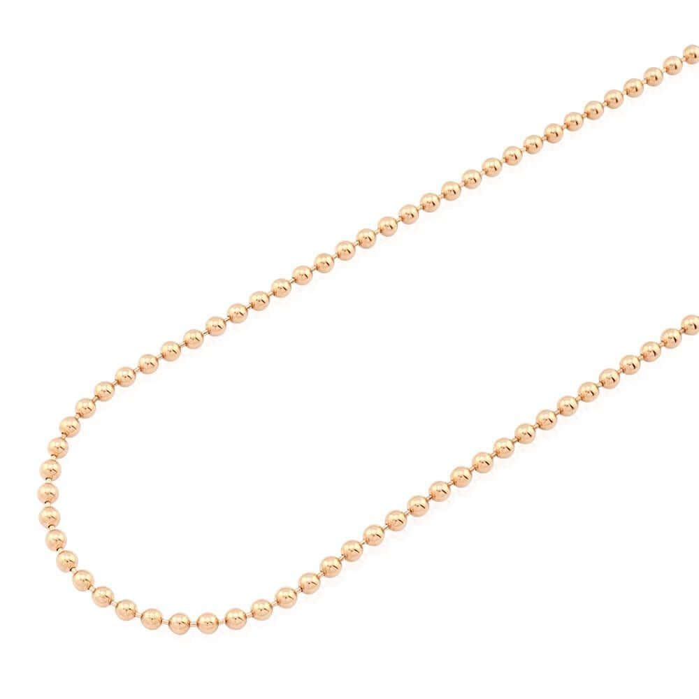 14K Rose Gold 3mm Ball Beaded Chain (Hollow) 22"-30"