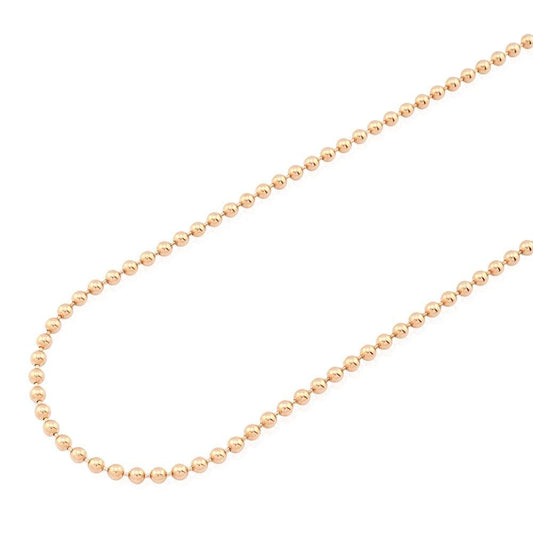 Solid 14K Real Gold Rose 3mm Ball Beaded Chain Necklace 22" 24" 26" 28" 30"