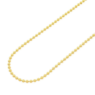 14K Yellow Gold 3mm Ball Beaded Chain (Hollow) 22"-30"