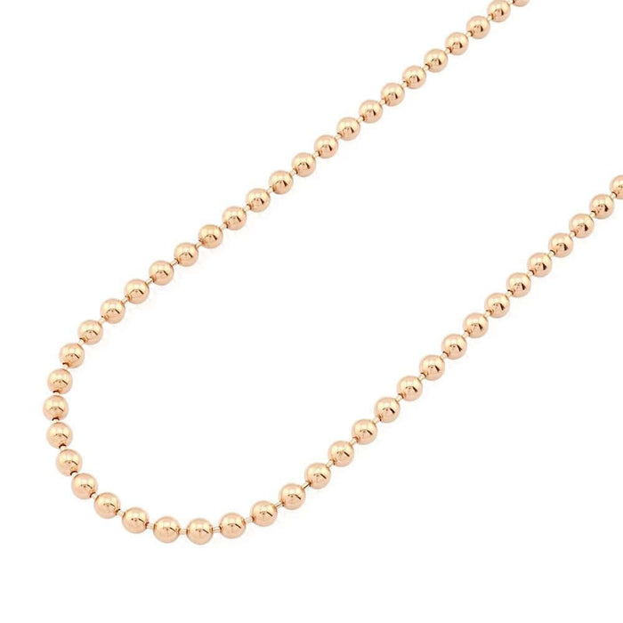 14K Rose Gold 4mm Ball Beaded Chain (Hollow) 22"-30"