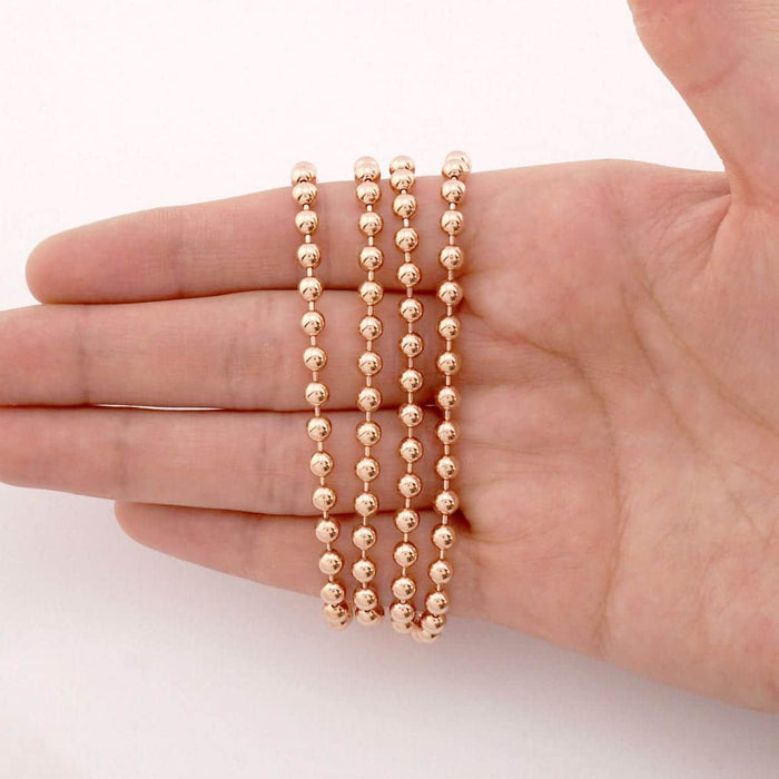 14K Rose Gold 4mm Ball Beaded Chain (Hollow) 22"-30"