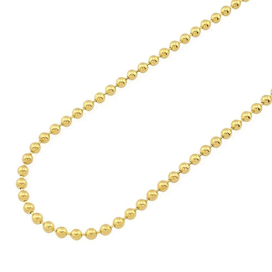 Solid 14k Yellow Gold 4mm Ball Beaded Chain Necklace 22" 24" 26" 28" 30"