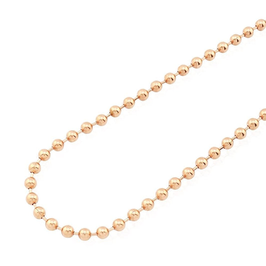 Solid 14k Rose Gold 5mm Ball Beaded Chain Necklace 24" 26" 28" 30"
