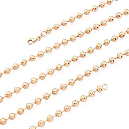 Solid 14k Rose Gold 5mm Ball Beaded Chain Necklace 24" 26" 28" 30"