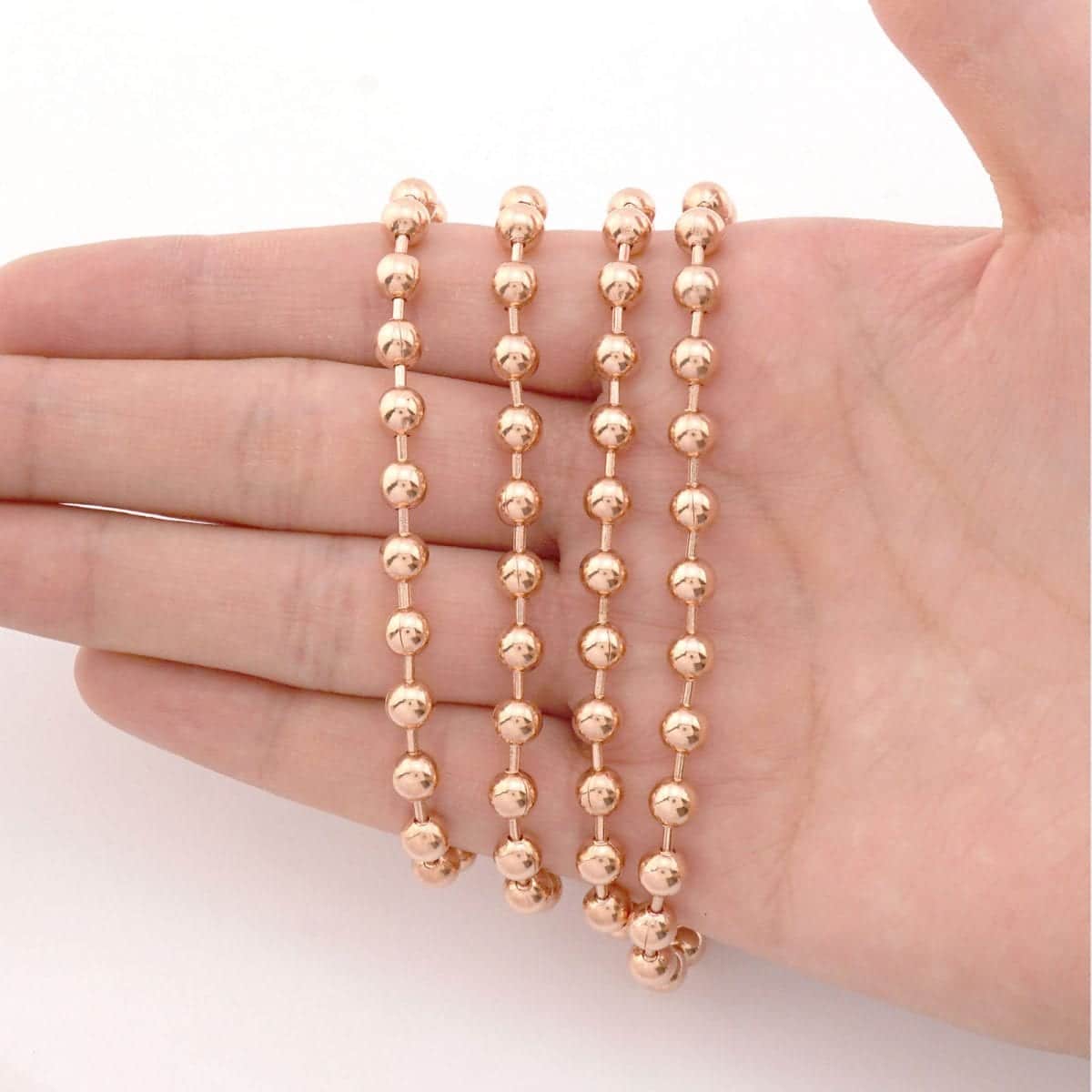Solid 14k Rose Gold 5mm Ball Beaded Chain Necklace 24" 26" 28" 30"