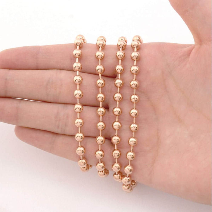 14K Rose Gold 5mm Ball Beaded Chain (Hollow) 24"-30"
