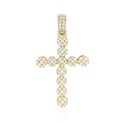 10k Yellow Gold 6Ct CZ Cluster Religious Cross Pendant