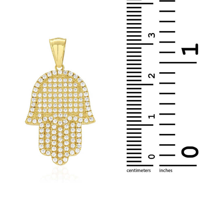 14k Yellow Gold CZ Hamsa Hand Of Fatima Pendant