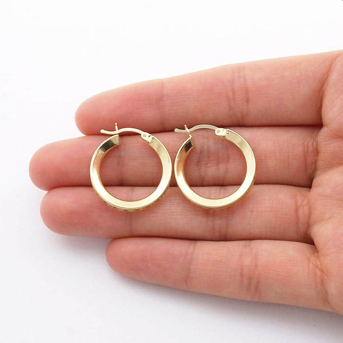 14K Yellow Gold Channel Set Princess-Cut CZ Hoop Earrings 12mm-60mm