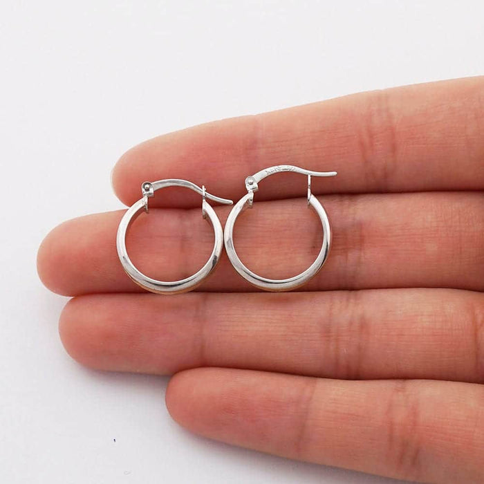 14k Yellow & White Gold Two Tone Satin Finish Textured Snapback Hoop Earrings