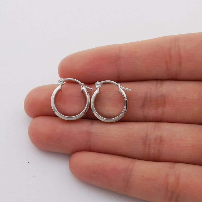 14k Yellow & White Gold Two Tone Satin Finish Textured Snapback Hoop Earrings