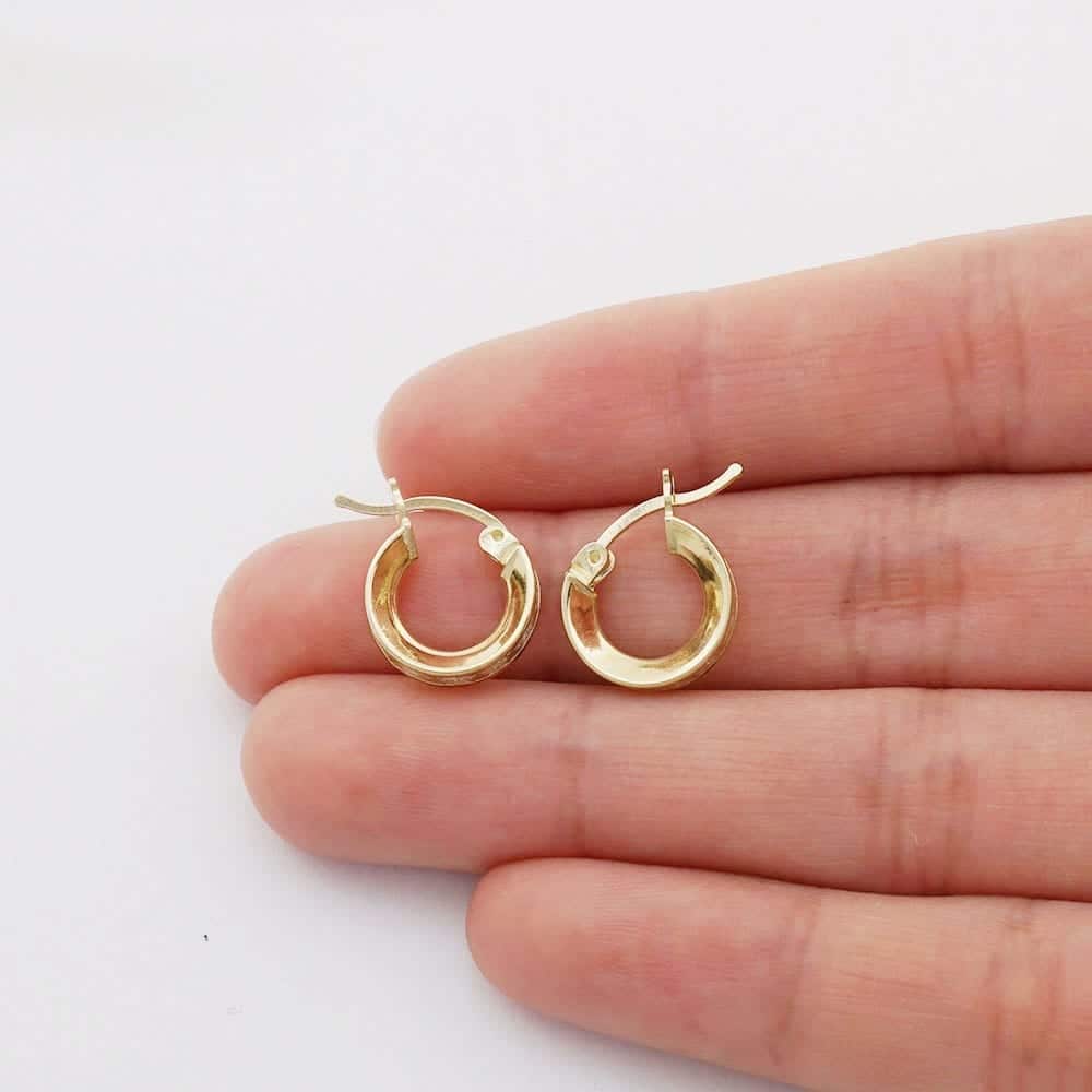 14K Yellow Gold Channel Set Princess Cut Cubic Zirconia Hoop Earrings 12mm-60mm