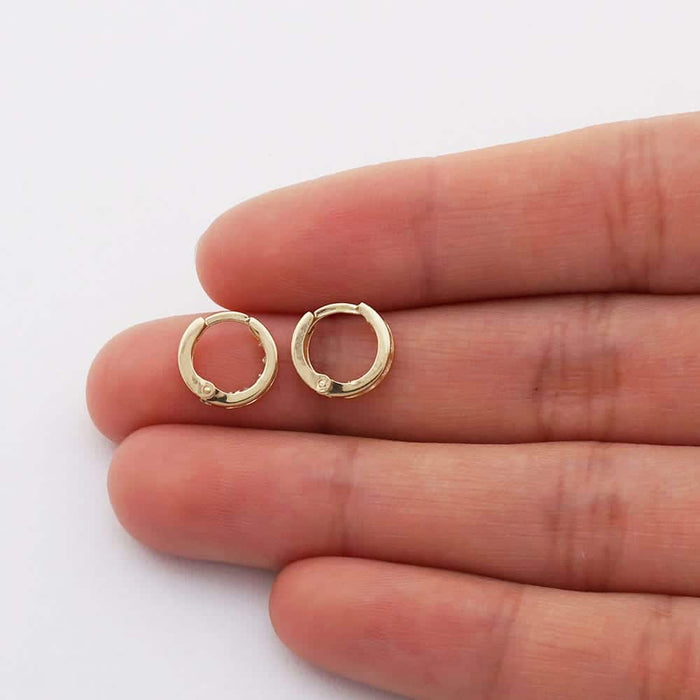 Round-Cut Channel Set CZ 14k Yellow Gold Hoop Earrings