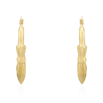 14k Yellow Gold Claddagh Puff Hoop Earrings 0.9"