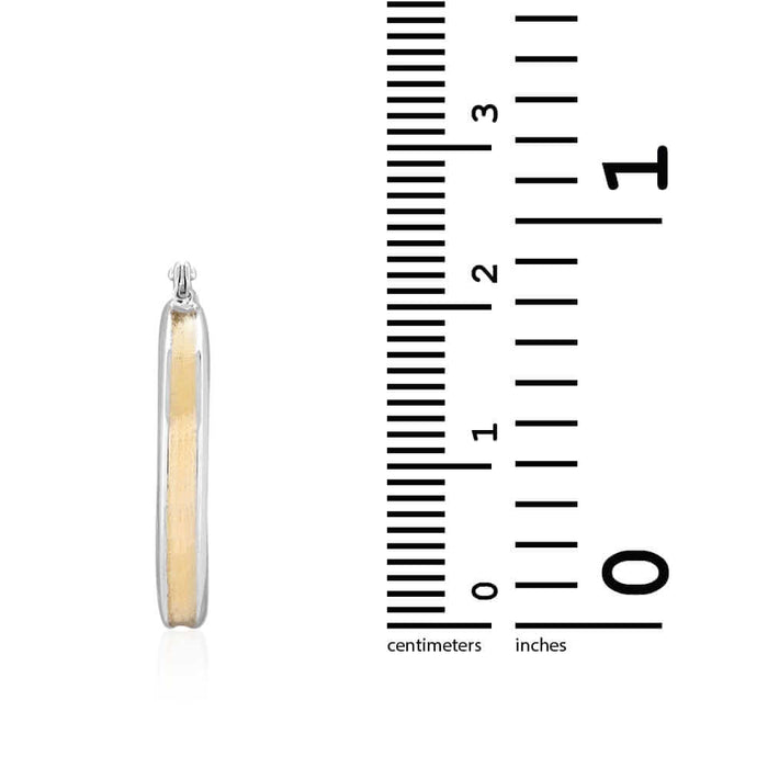 14k Yellow & White Gold Two Tone Satin Finish Textured Snapback Hoop Earrings