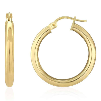 14k Yellow Gold 3mm Thick Plain Hinged Snapback Hoop Earrings