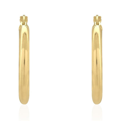 14k Yellow Gold 3mm Thick Plain Hinged Snapback Hoop Earrings