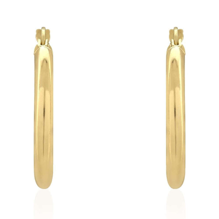 14k Yellow Gold 3mm Thick Plain Hinged Snapback Hoop Earrings