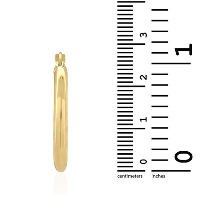 14k Yellow Gold 3mm Thick Plain Hinged Snapback Hoop Earrings