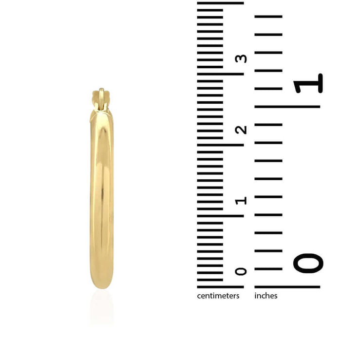 14k Yellow Gold 3mm Thick Plain Hinged Snapback Hoop Earrings