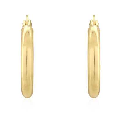 14k Yellow Gold 3mm Thick Plain Hinged Snapback Hoop Earrings