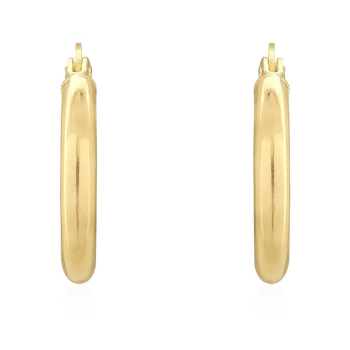 14k Yellow Gold 3mm Thick Plain Hinged Snapback Hoop Earrings