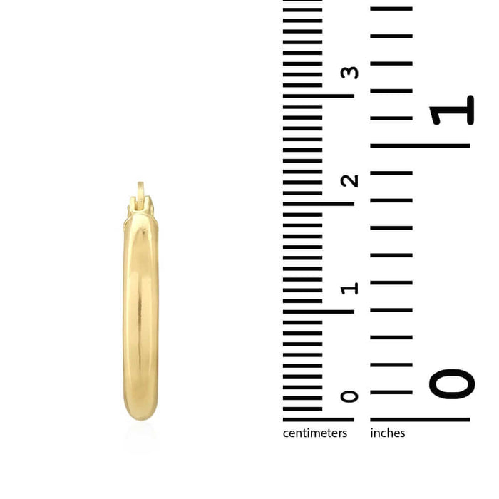 14k Yellow Gold 3mm Thick Plain Hinged Snapback Hoop Earrings