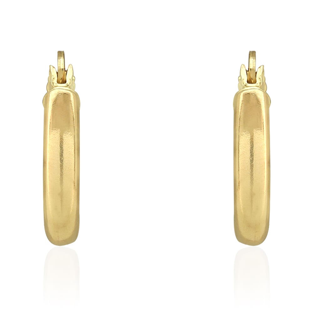 14k Yellow Gold 3mm Thick Plain Hinged Snapback Hoop Earrings