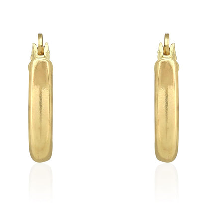14k Yellow Gold 3mm Thick Plain Hinged Snapback Hoop Earrings