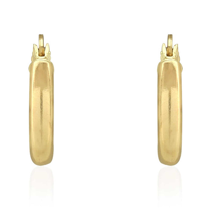 14k Yellow Gold 3mm Thick Plain Hinged Snapback Hoop Earrings