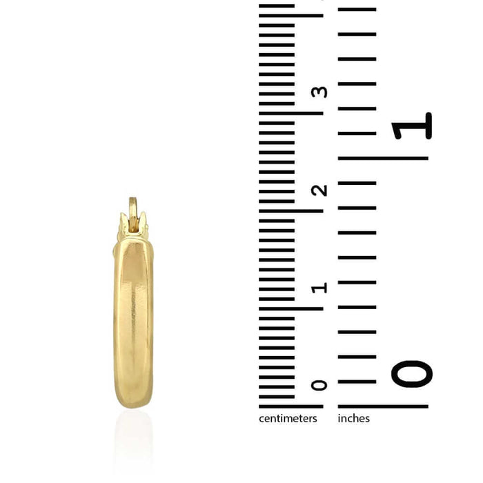 14k Yellow Gold 3mm Thick Plain Hinged Snapback Hoop Earrings